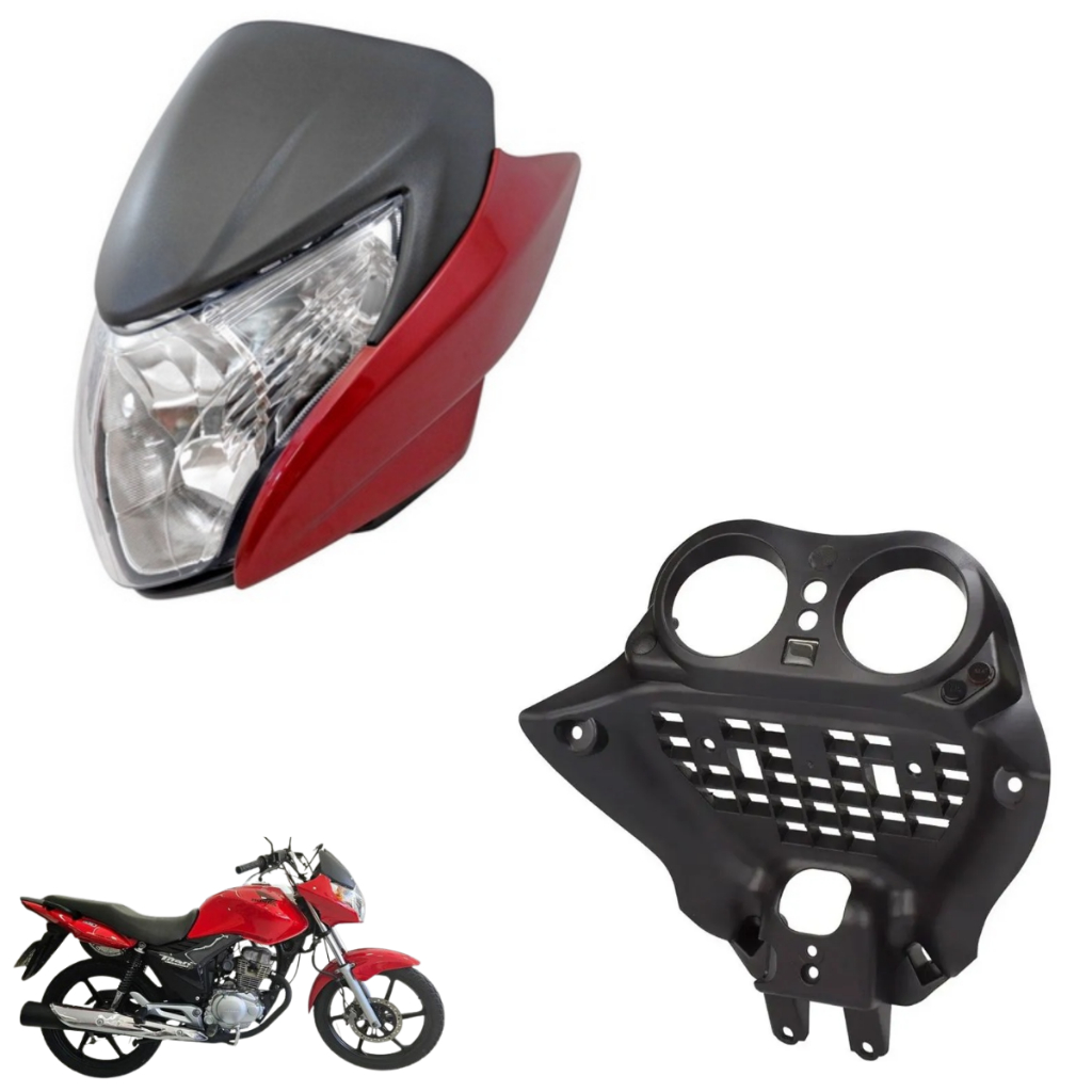 Farol Completo Titan 150 Flex 2011 A 2013 Vermelho Pimenta Com Aranha Original Plasmoto