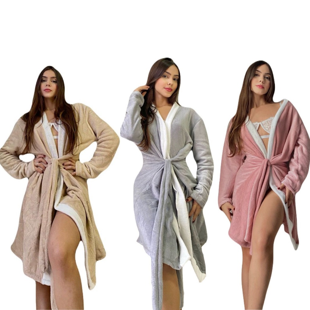Roupão de Banho Microfibra Aveludado Inverno Flannel Premium Feminino Masculino