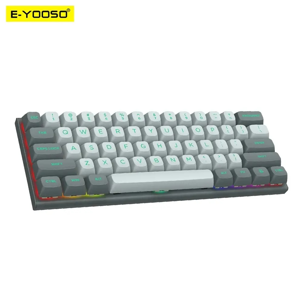 Teclado Mecânico E-YOOO HZ-61 Switches Magnéticos 8000hz Teclado Para Jogos FPS 60% Rapid Trigger