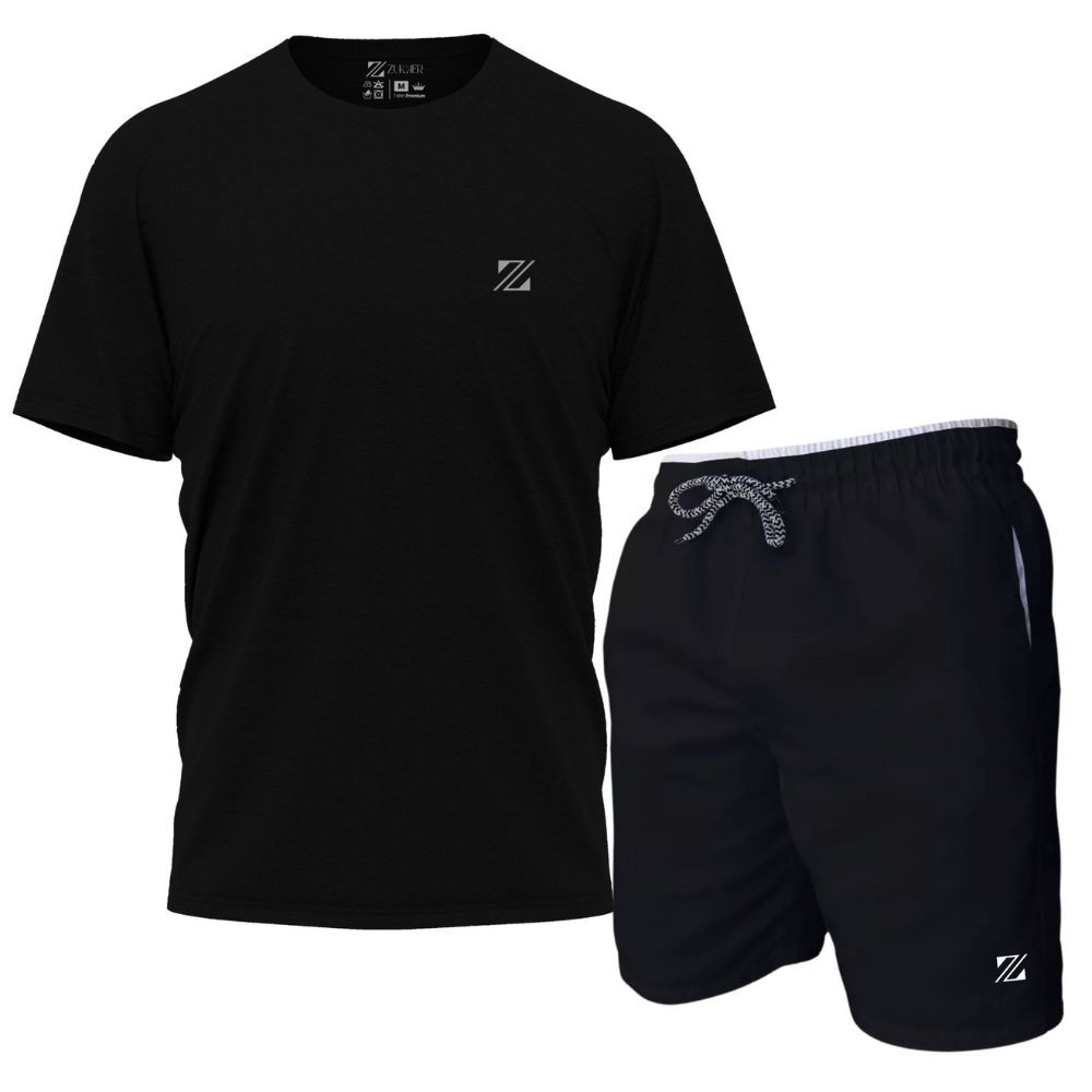 Kit Camiseta Algodão + Short Tactel Masculino Confortável Varias Cores