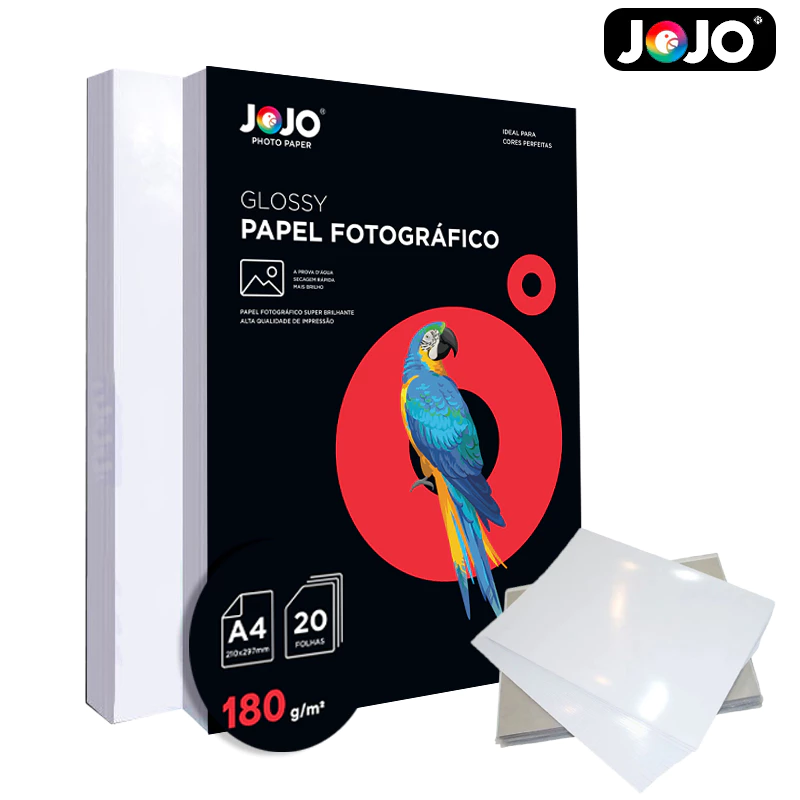 800 Folhas GLOSSY 180g A4 Papel Fotográfico Brilhante Resistente a Água JOJO BRASIL