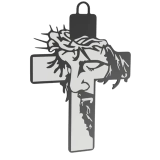 Cruz Crucifixo de parede com Rosto Face de Jesus Cristo Decorativo Religioso