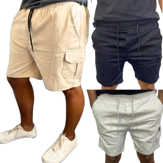 Bermuda Cargo Masculino Short Curta casua Sarja Bolsos Laterais Streetwear