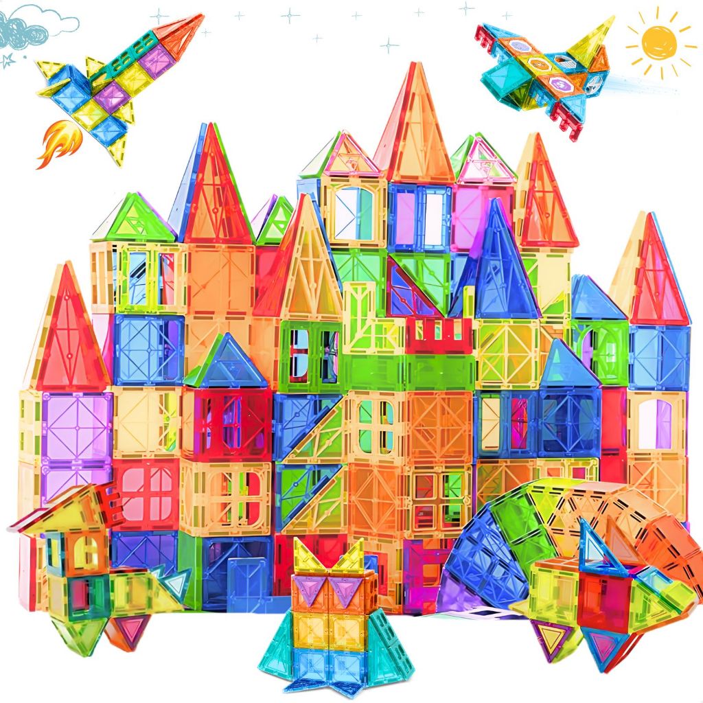 Blocos Magnéticos Educativos de Construção Para Crianças 129 Peças