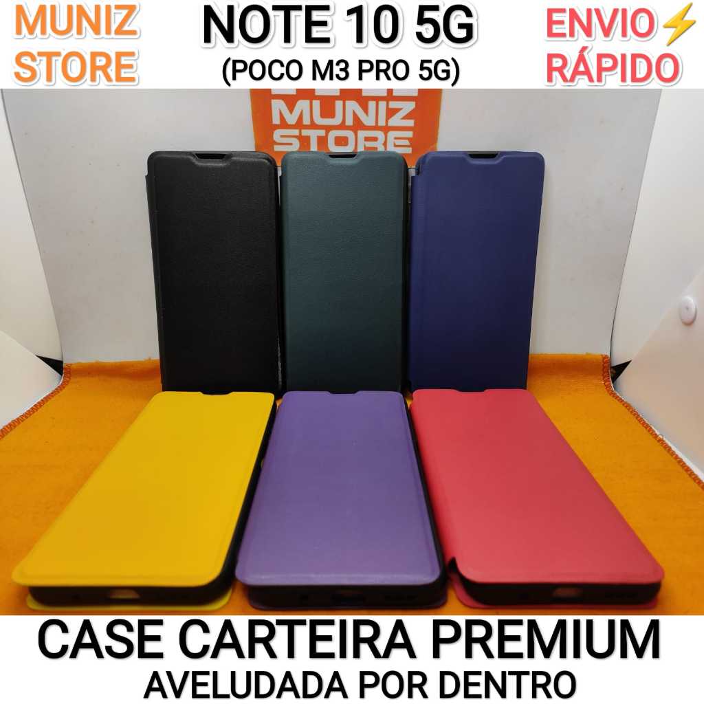 Capinha Redmi Note 10 5G/Poco M3 Pro Xiaomi Capa Carteira Premium Flip Case 360° Aveludada Anti Impacto Porta Cartões