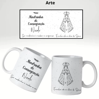Caneca Porcelana Personalizado Madrinha ou Padrinho de Consagração - Com Nome