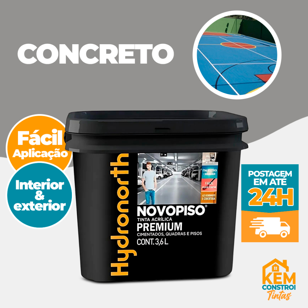 Tinta Novopiso Hydronorth Para Piso Calçada Garagem Quadra esportiva na ...