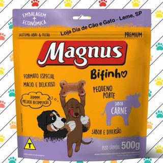 Bifinho Magnus 500g sabor Carne formato de ossinho - Ótimo para adestramento - Petisco para cães. Pet cachorro em Oferta na Shopee