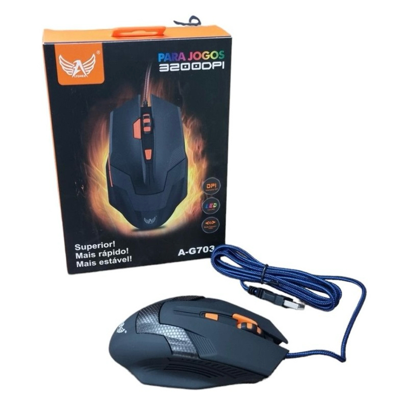 Mouse Gamer Com Led Ultra Rapido 3200dpi Altomex A-G703
