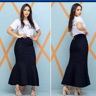 SAIA LONGA PRETA MODA EVANGELICA PROMOÇAO LUXO
