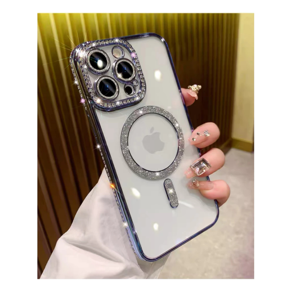 Glter Diamond Per Custodia Magsafe Staffa Per IPhone 15 14 13 Pro Max Plus 11 12 Cover Magnetica Con Strass Sfumati