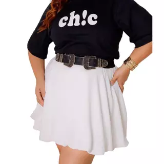 Saia Balone Plus Size Lisa Curta Tendencia Rodada - Balone