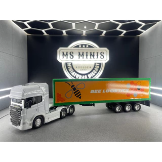 Miniatura Caminhão Scania R730 Com Bau Verde 1/64 Welly