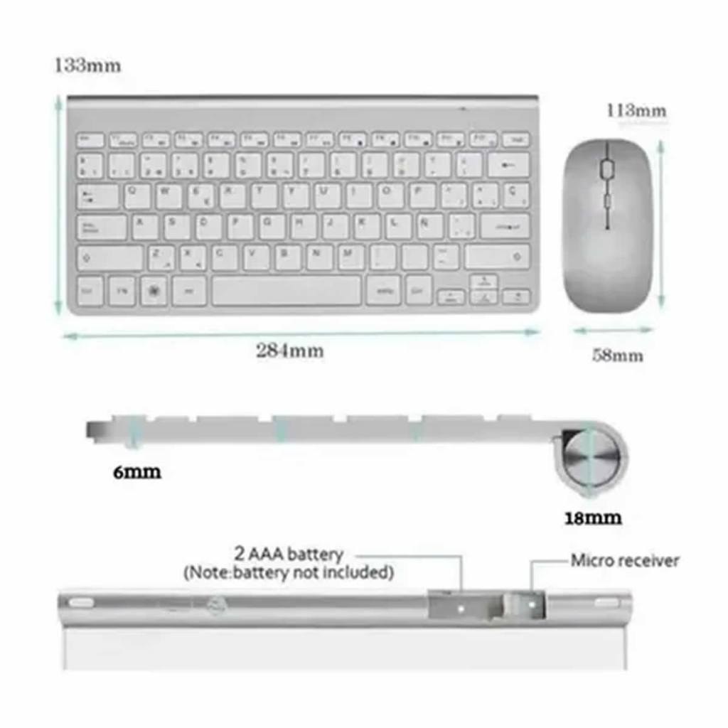 Kit Mouse e Teclado Sem fio Wireless USB Computador Hmaston