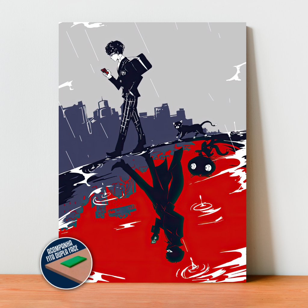 Quadro Placa Decorativa Ren Amamiya Persona 5 em MDF com 28x20 cm | Decoração Quarto e Sala