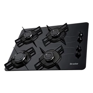 Fogão Cooktop 4 Bocas a Gás Ultra Chama 127V/220V Bivolt Acendimento Automático Vidro Braslar