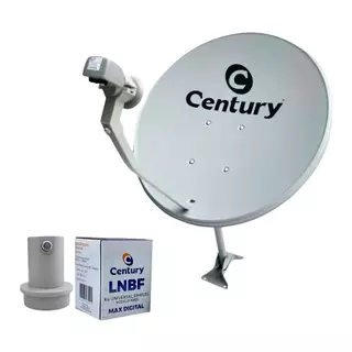 Kit Antena Century Nova Parabólica Digital Banda Ku 60cm Cinza com LNBF Mono Max Digital K5GS