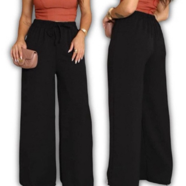Calça Pantalona Sem Bolso Lisa
