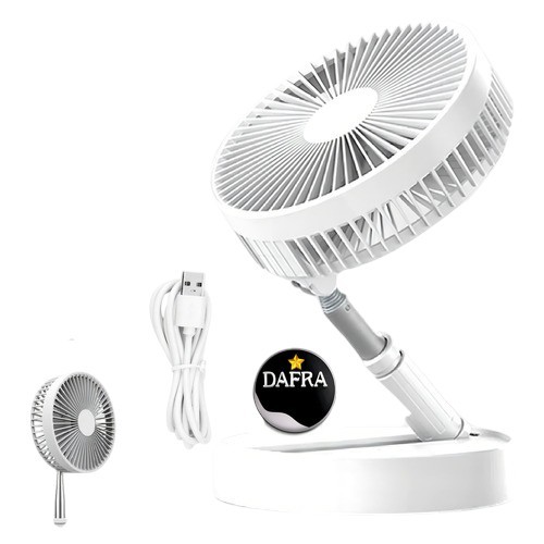 Ventilador Recarregável Silencioso Dobrável Portátil Sem Fio Branco
