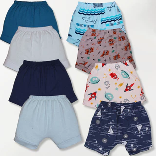 Kit 8 Peças Shorts Bebe Infantil Malha Lisa E Estampado 100% Algodão Menino