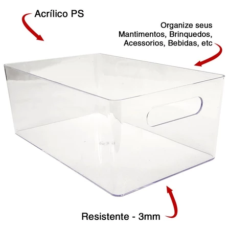 KIT 5 Caixa Cesta Organizadora Multiuso em Acrílico