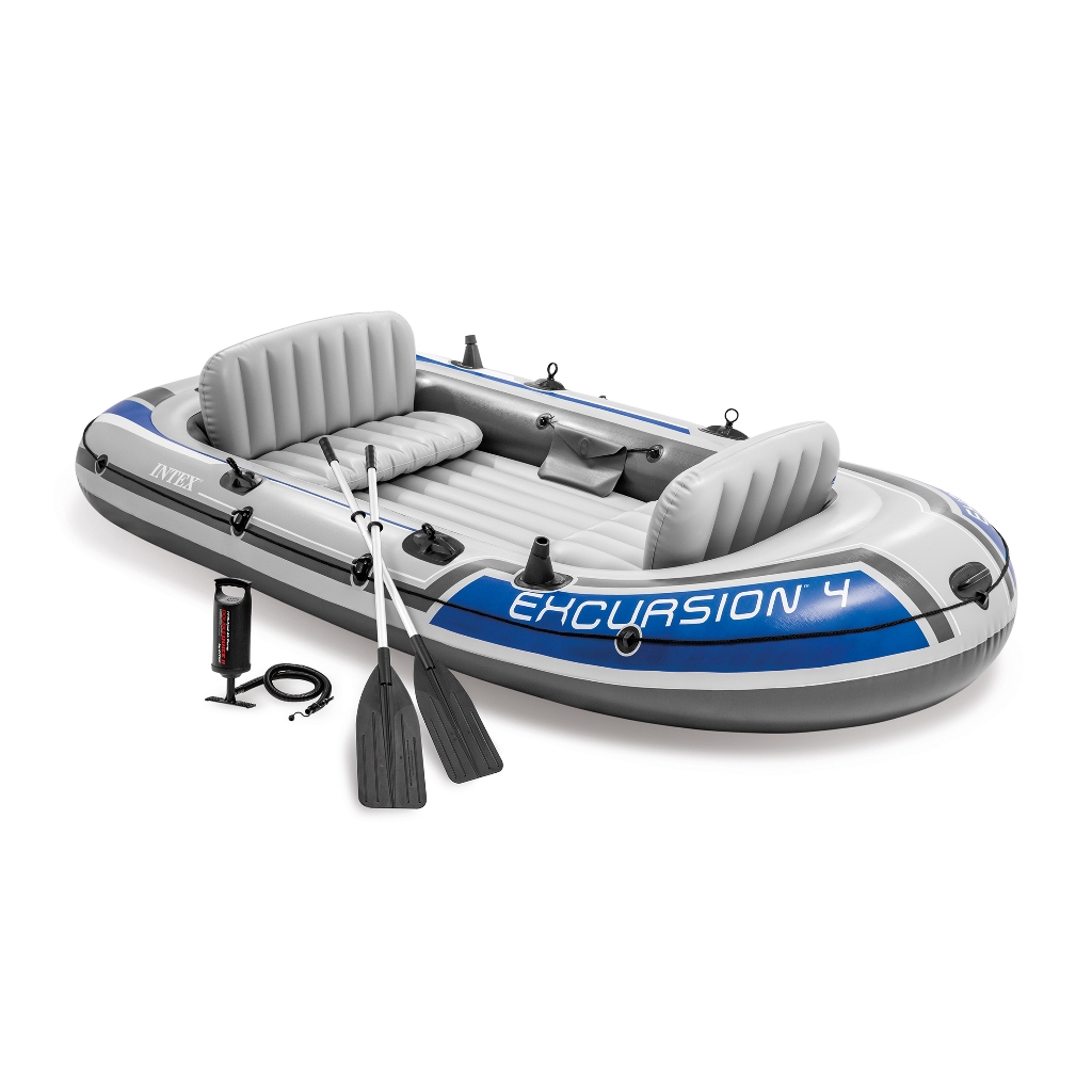 Bote Inflável Intex Excursion 4 Pessoas Par de Remos Bomba de Inflar ...