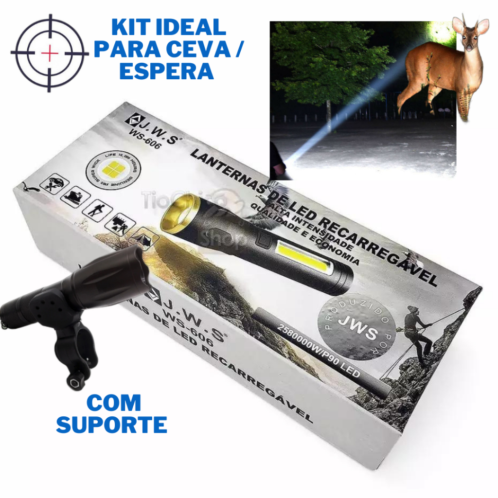 Lanterna de caça FOCO UNICO C/ suporte caça noturna tatica jws | Shopee ...