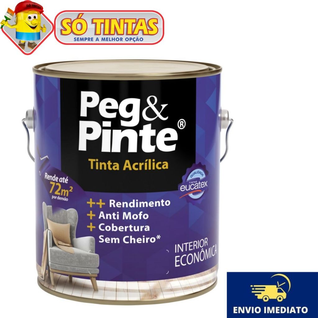 Tinta Acrílica Eucatex Econômica Peg & Pinte 3,6 Litros Várias Cores