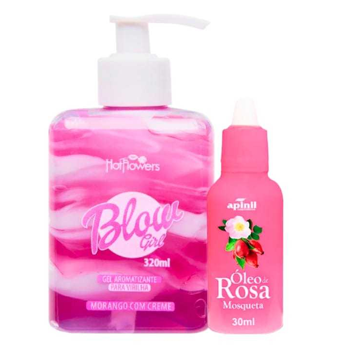Blow Girl Gel Hidratante Hot Flowers + Óleo Rosa Mosqueta Clareador Intimo Virilha e Axila