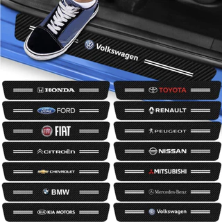 Kit 4 Peças Adesivo Soleira de Porta Carro  Proteção Fibra de Carbono Anti Arranhões Varios Modelos em Oferta na Shopee