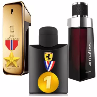 KIT 3 perfumes 300ml ferrari black ENVIO IMEDIATO masculino arabe fenomonio