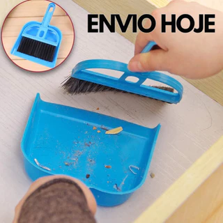 KIT 5, 3, 1 Mini Vassoura E Pá Para Mesas Limpeza Armários Cantos Teclado Color Envio Imediato