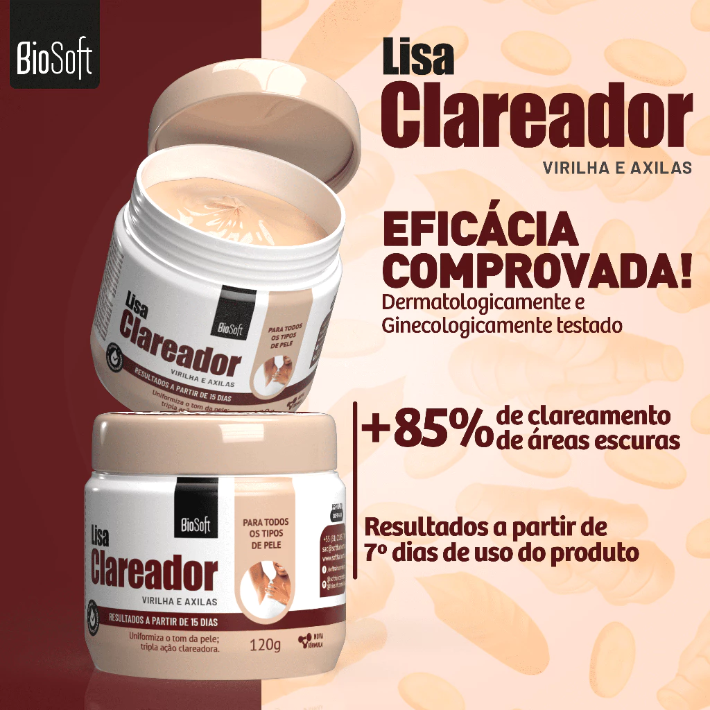 Creme Lisa Clareador de Axilas e Virilhas 120g