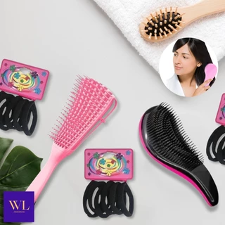 Kit Com Pente Polvo Cacheado + Escova Desembaraçadora Antifrizz + 12 Xuxinhas Elásticas - WL em Oferta na Shopee