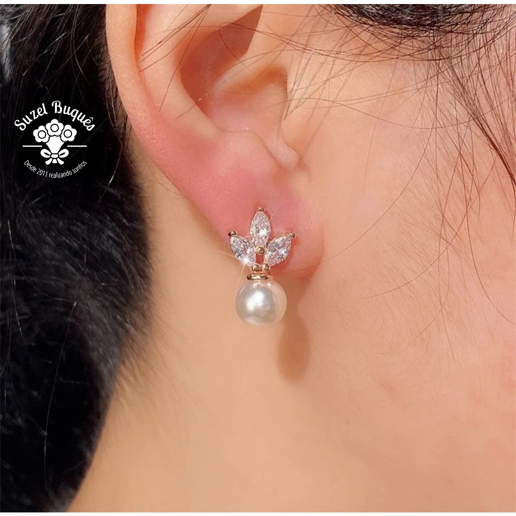 Brinco de Noiva Festas Casamentos Pérola Strass