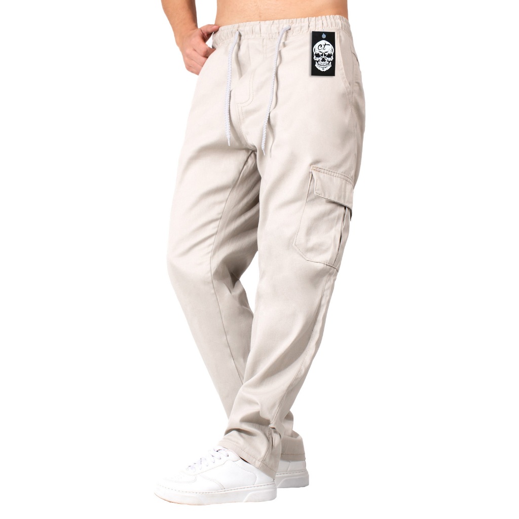 Calça Cargo Sem Punho Masculina com Elástico Skatista Bolso Premium