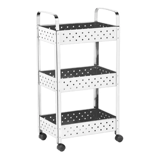 Carrinho Multiuso Inox De Chão Com Rodas Organizador
