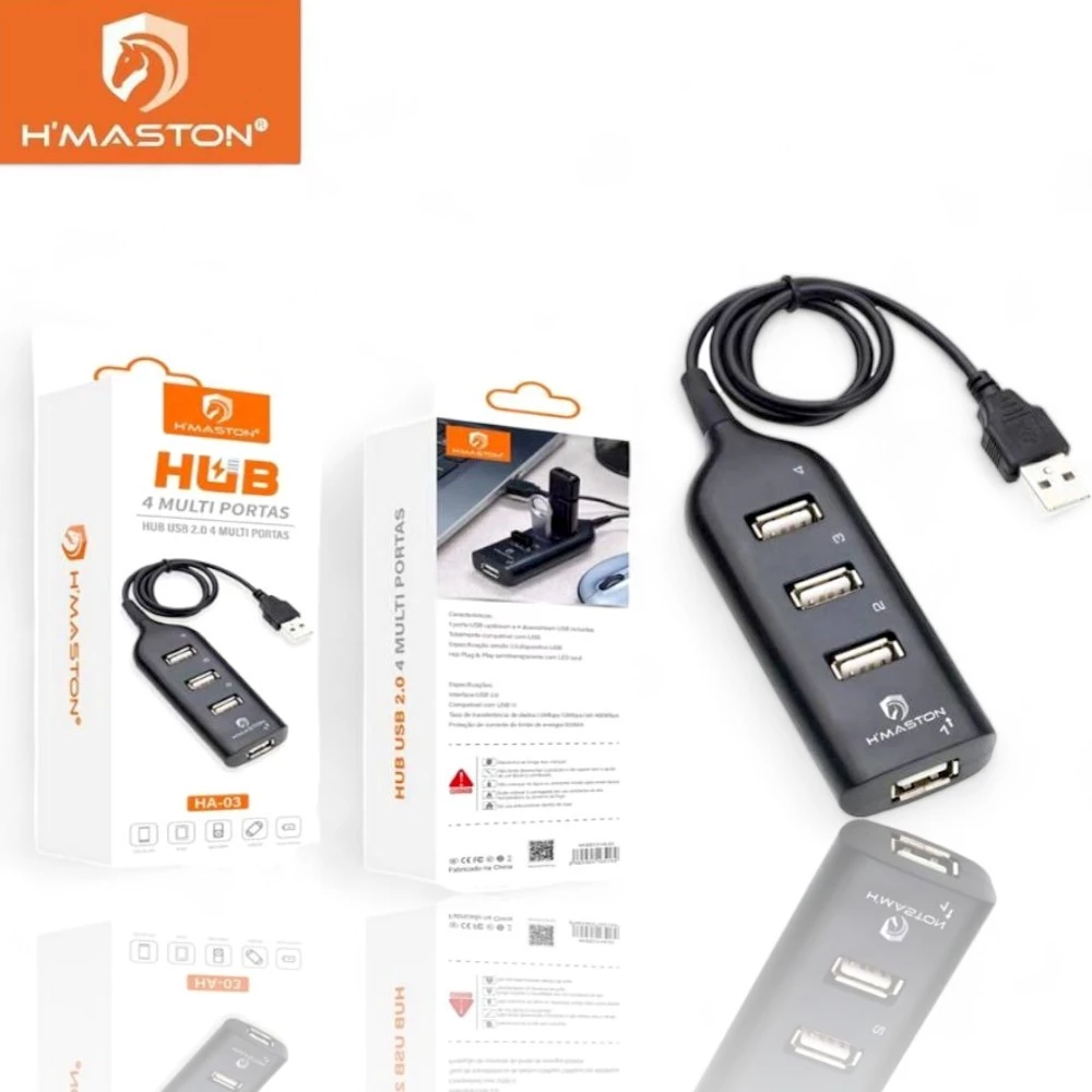 Hub USB 2.0 HA-03 4 portas carga rápida
