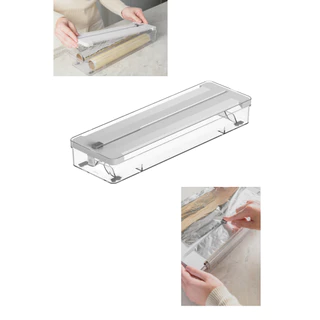 Porta Rolos Duplo Organizador de Gavetas e Cortador de Papel Alumínio e PVC  Linha Clear  OU