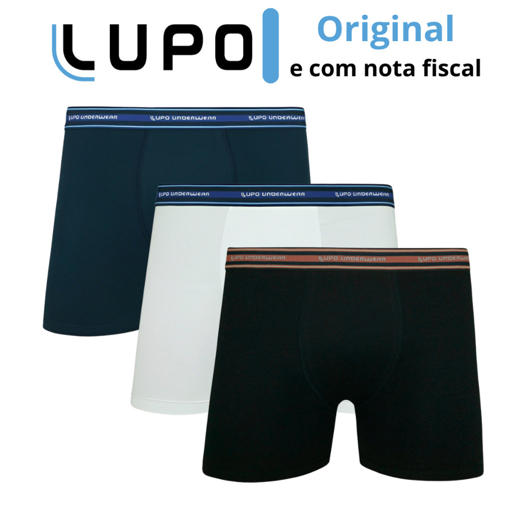 Kit 3 Cuecas Boxer Lupo Em Algodão Masculina Cotton Original