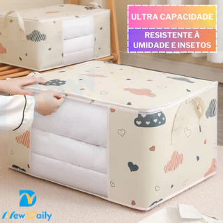 [75L] Caixa Saco Organizador Cobertor Casaco Guarda Roupa Ecológico Anti-Poeira Umidade Insetos Multiuso. OG-121-BC em Oferta na Shopee