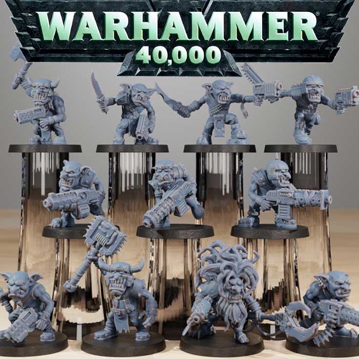 Miniaturas Warhammer 40k Goblins Criaturas Gobboz Gobs Infantry Proxy RPG Board Game