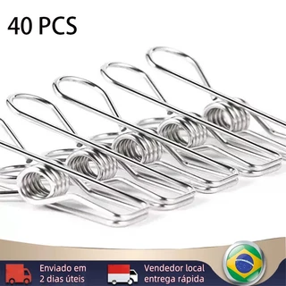 [BR In stock] Kit 40 Prendedores Roupas Clips Inox Para Varal E Alimentos