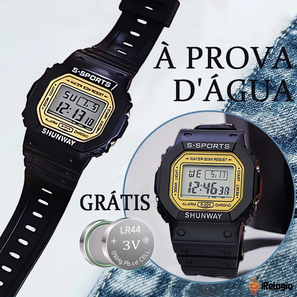 Rrelógio Com Cronômetro Feminino LED Digital Mulher Moda à Prova D'água Eletrônico Original Esportivo S605