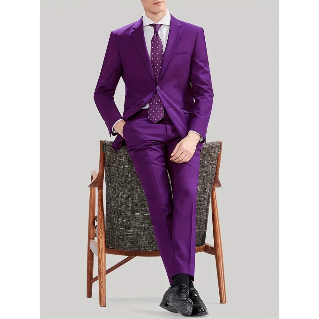 Terno social slim masculino roxo (blazer+ calça)+(postagem imediata ...