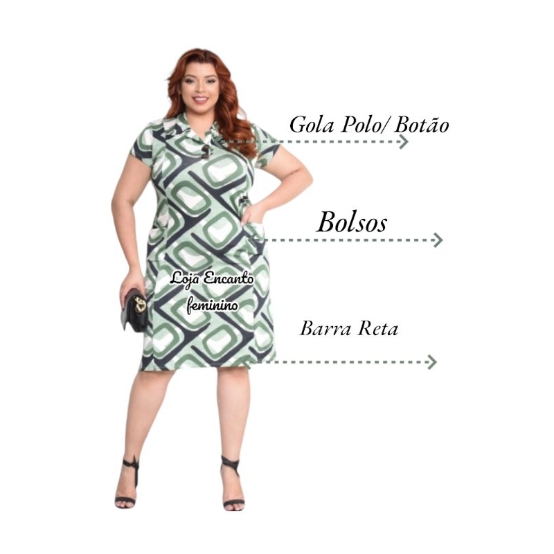 Vestido Midi gola polo malha romantic moda evangélica gospel