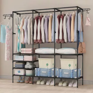 Arara Armário Com Sapateira Cabideiro e Prateleiras Guarda Roupa Portátil Arara Multifuncional Organizador Desmontável