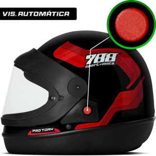 Capacete Moto Fechado Integral ProTork Sport Moto 788 Masculino Feminino Urbano Viseira Transparente