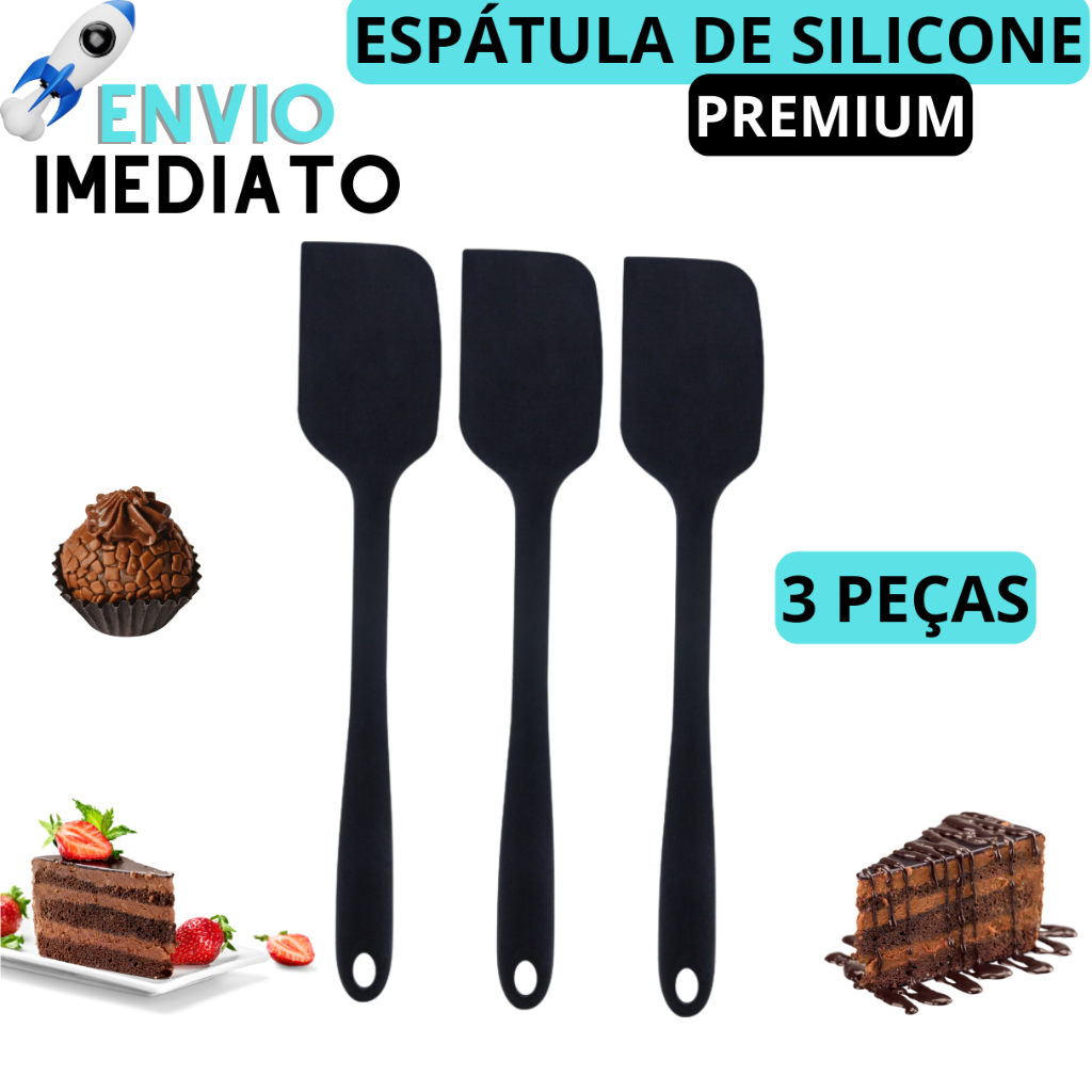 Kit 3 Espátula de Silicone Pão Duro Grande Espátula Raspador