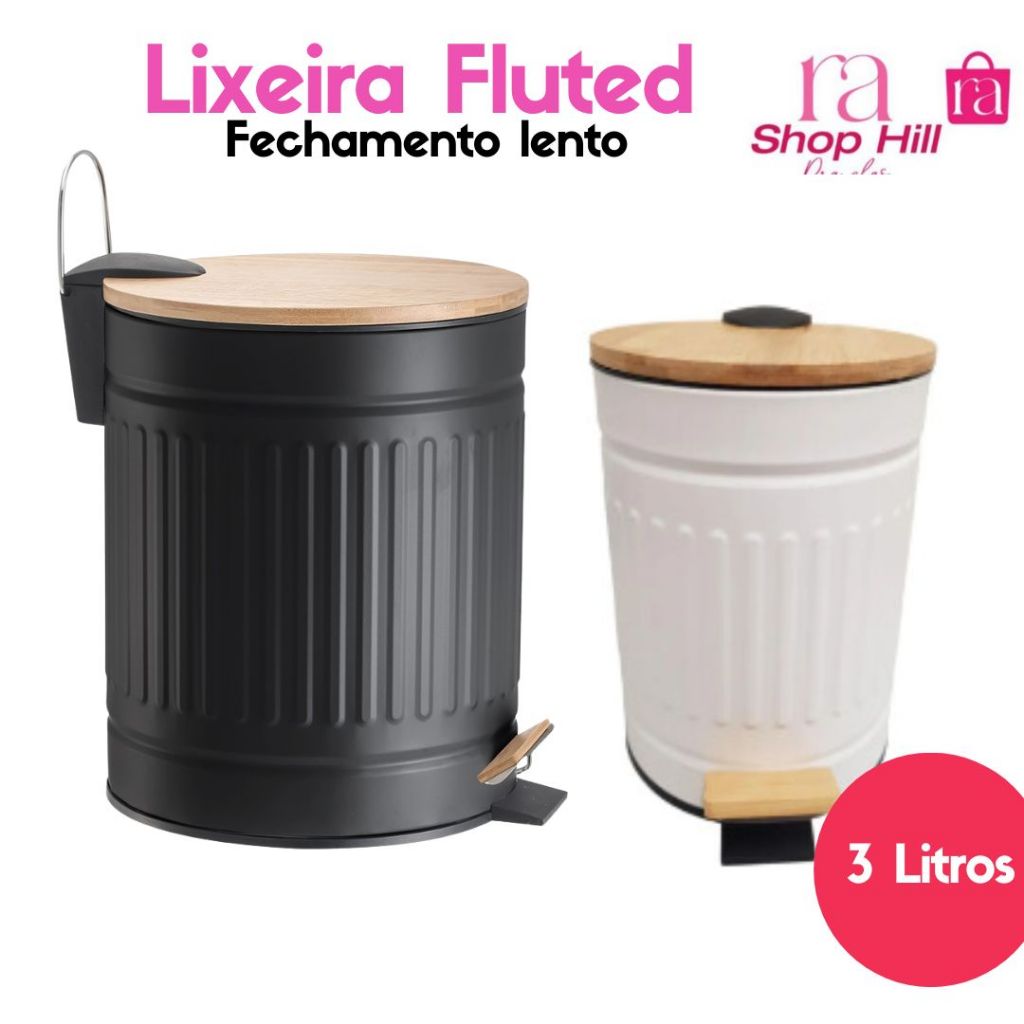 Lixeira Fluted Com Pedal 3 Litros